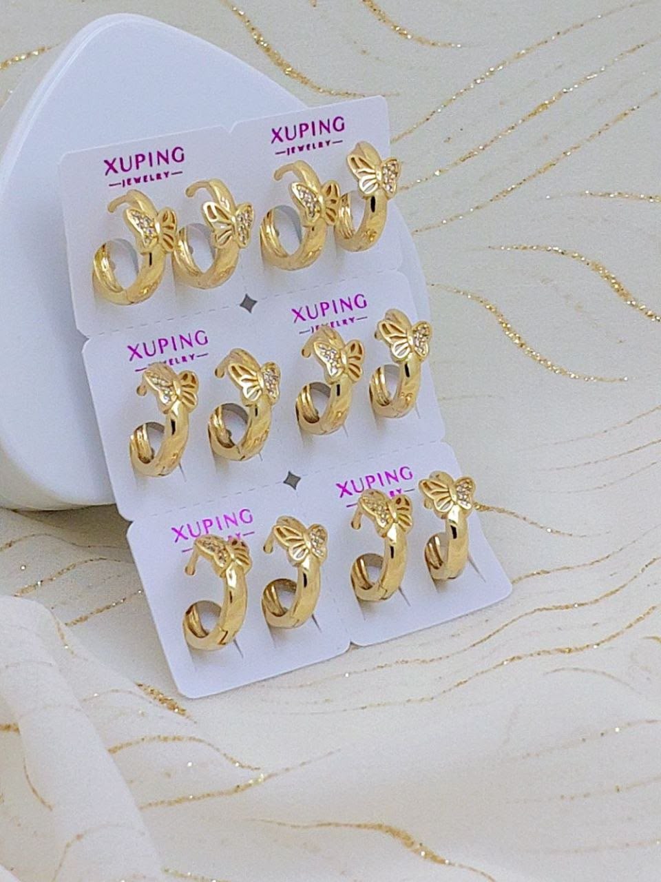 Golden Butterfly Hoops